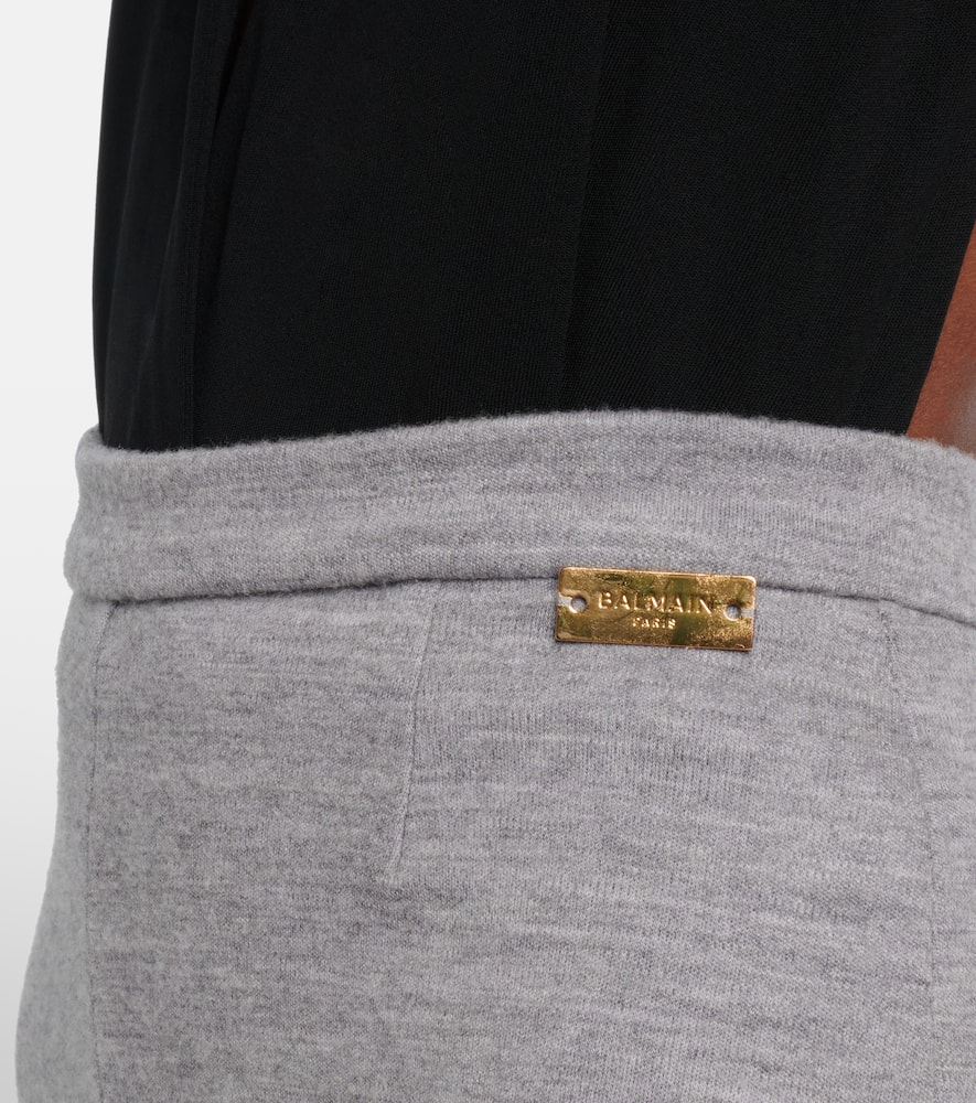 Balmain Wool And Cotton-blend Leggings In Gray