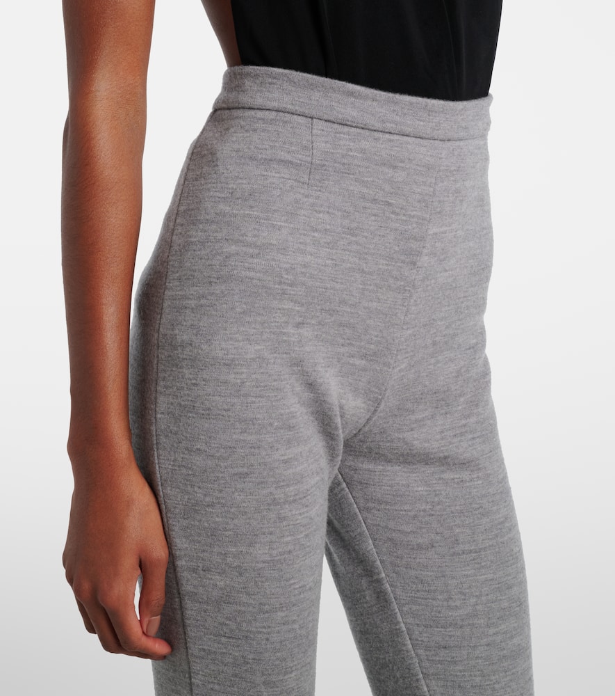 Balmain Wool And Cotton-blend Leggings In Gray