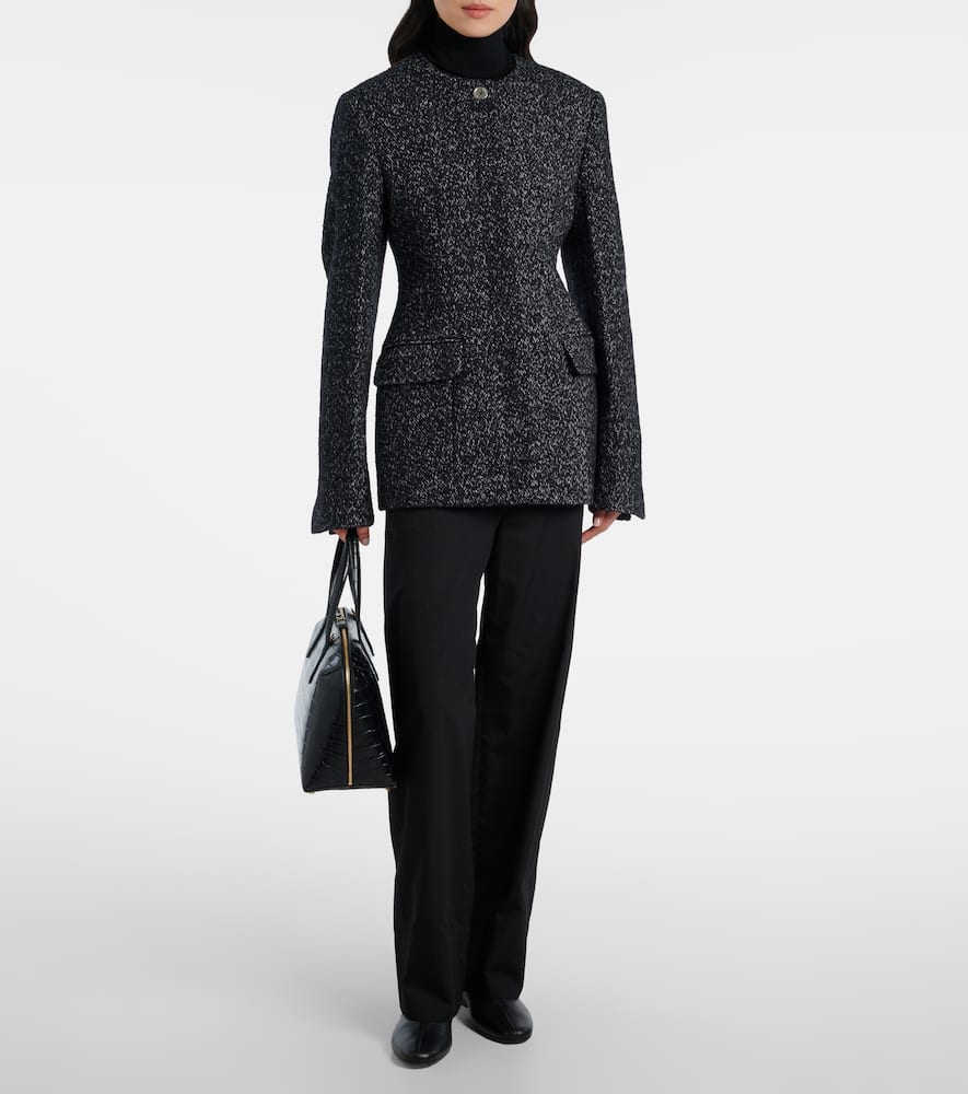 Totême Lounge Medium Croc-effect Leather Tote Bag In Black