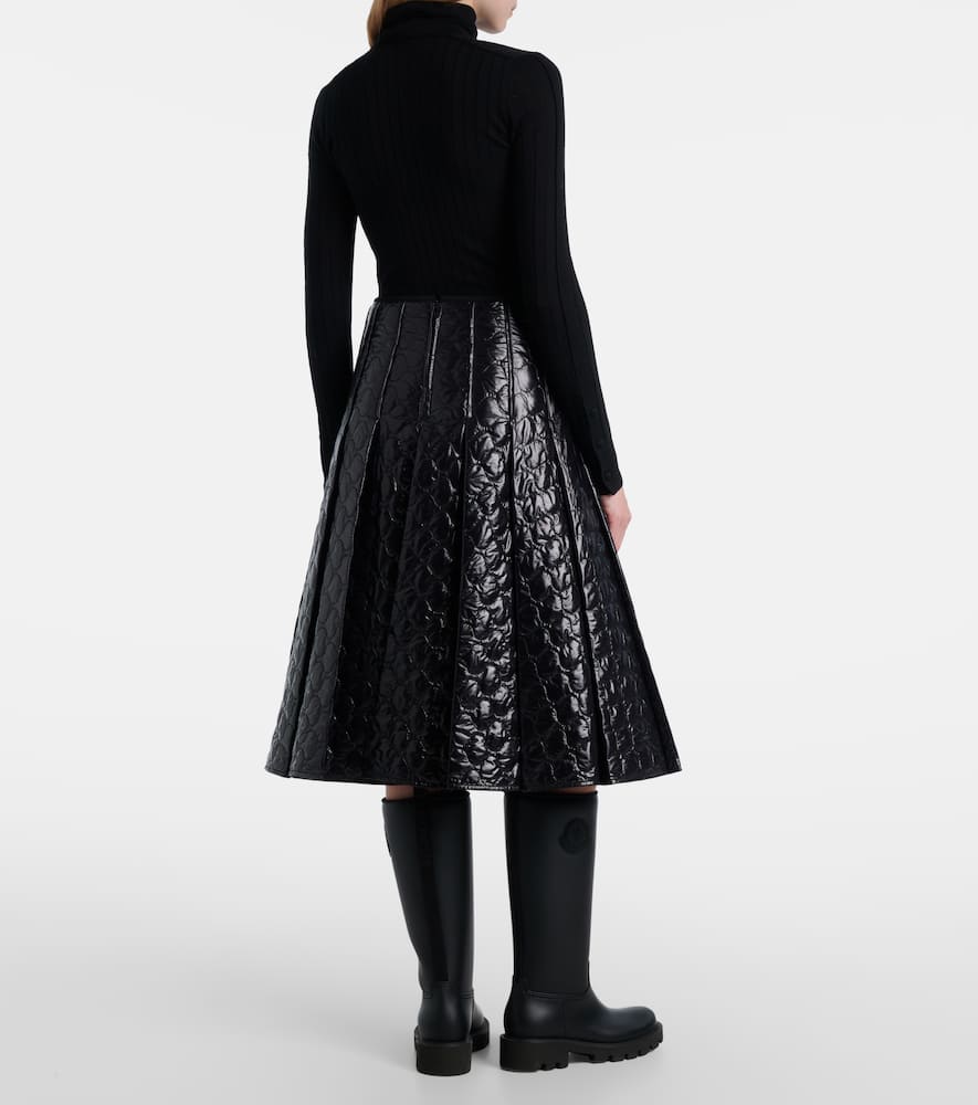 Moncler Gonna Quilted Pleated Shell Midi Skirt In Black