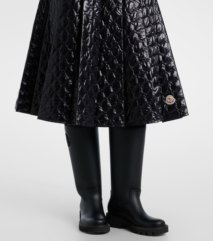 Moncler Gonna Quilted Pleated Shell Midi Skirt In Black