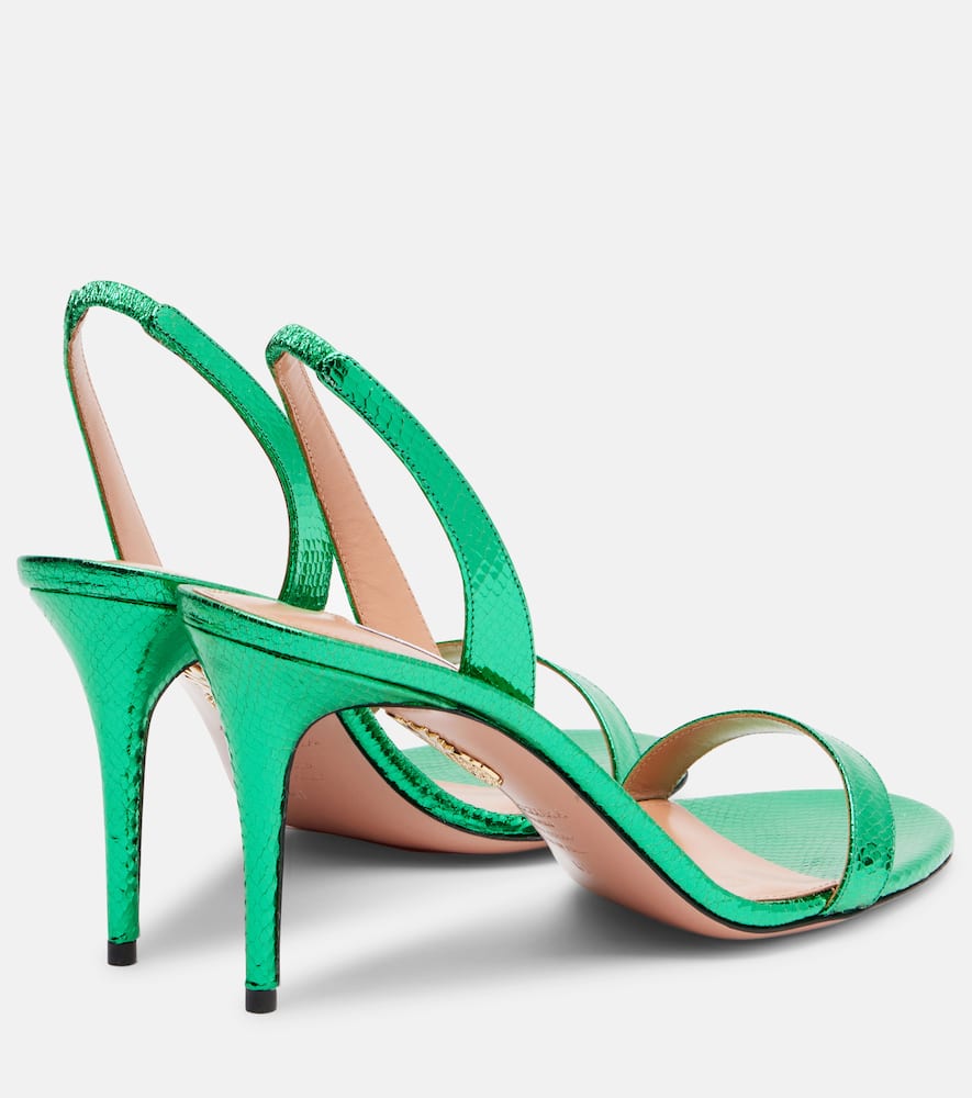 Aquazzura So Nude 85 Snake-effect Leather Sandals In Green