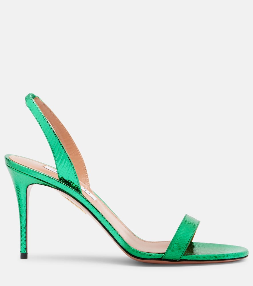 Aquazzura So Nude 85 Snake-effect Leather Sandals In Green
