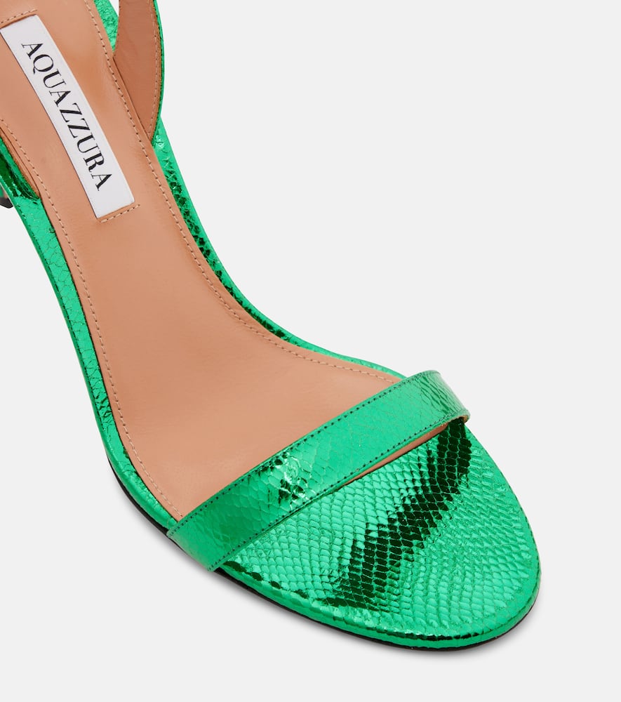 Aquazzura So Nude 85 Snake-effect Leather Sandals In Green