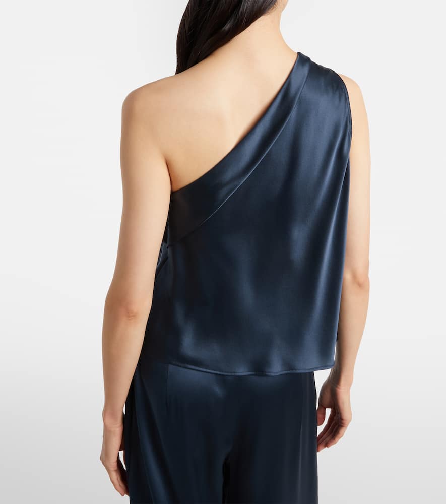 The Sei One-shoulder Silk Satin Top In Blue