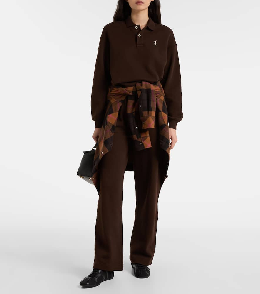 Polo Ralph Lauren Cotton-blend Jersey Wide-leg Track Pants In Burgundy