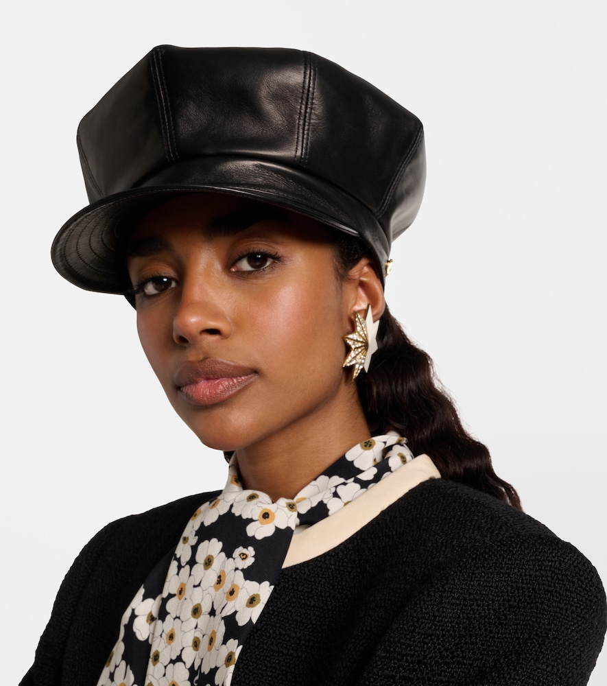 Valentino VLogo leather newsboy cap