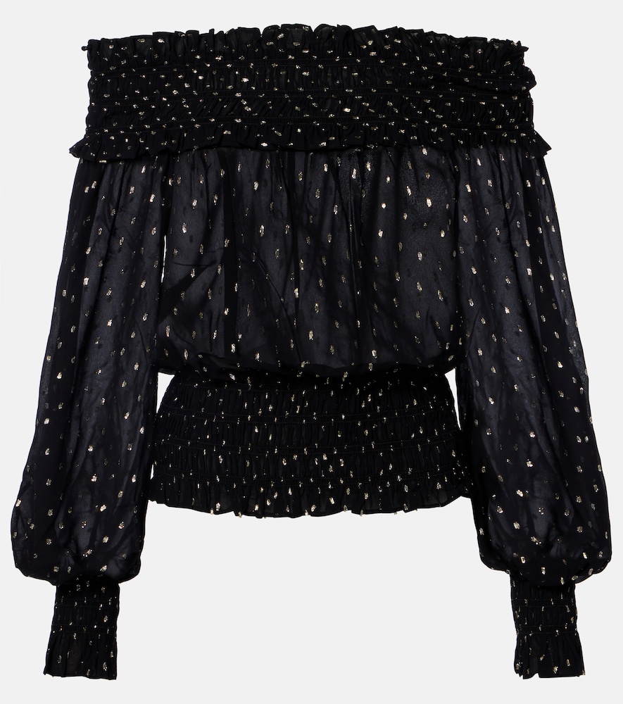 Self-Portrait Top mtallis encolure bardot 288 €