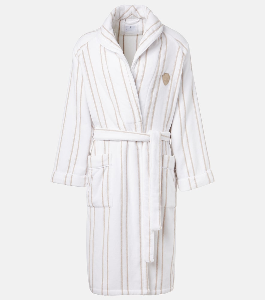 Brunello Cucinelli Unisex White Logo Striped Cotton Terry Bathrobe - Mytheresa