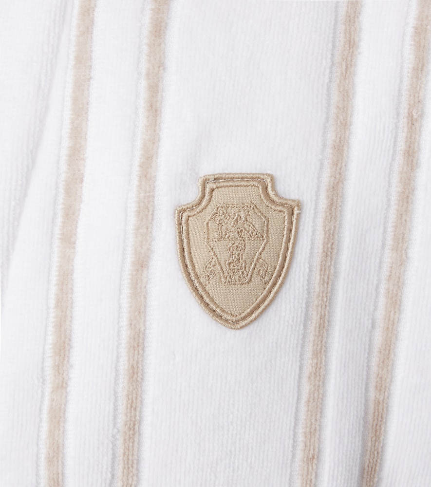  Brunello Cucinelli Brunello Cucinelli Bata De Rizo De Algodón A Rayas Con Logo 