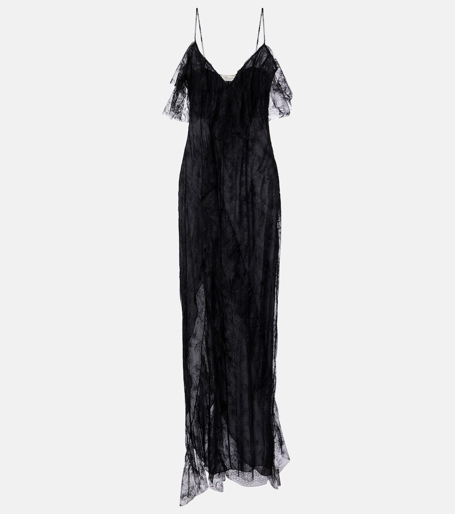 Blumarine Ruffled sheer lace gown