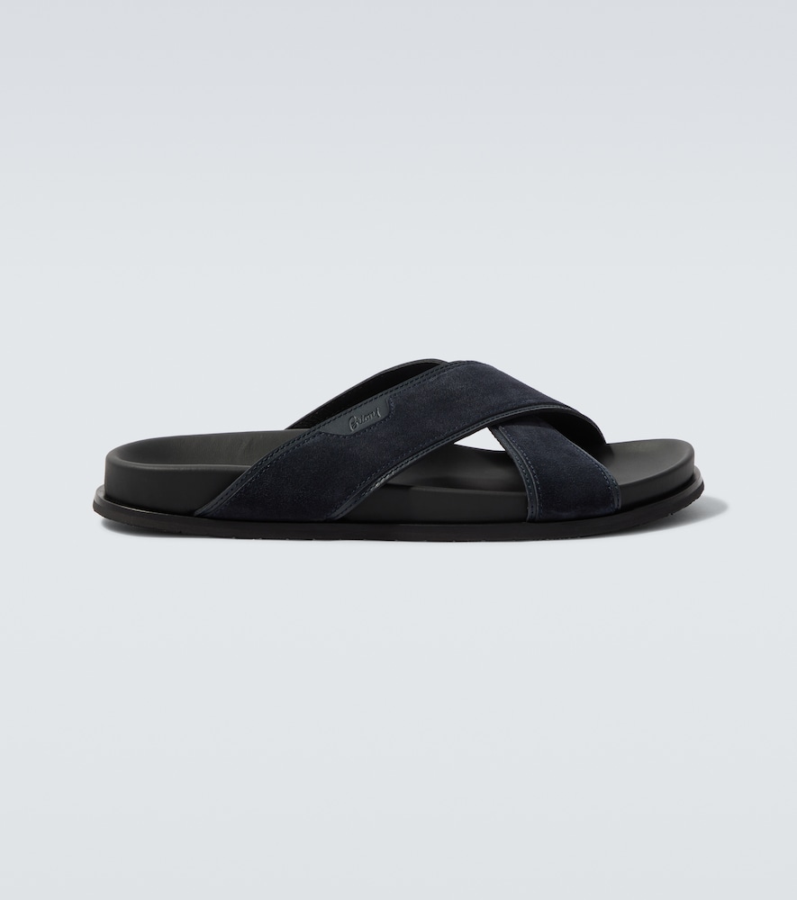 Brioni Sandali in suede con pelle
