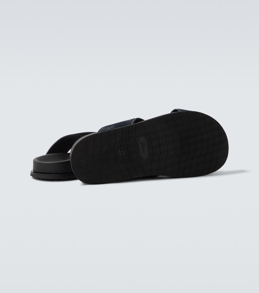  Brioni Brioni Leather-trimmed Suede Sandals 