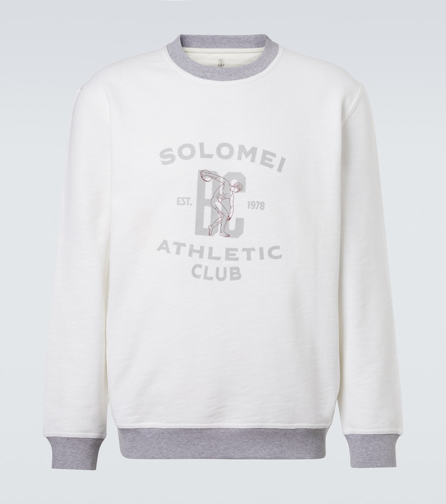 Brunello Cucinelli Men's White Printed Cotton And Linen Sweatshirt UK Size 46 - Mytheresa
