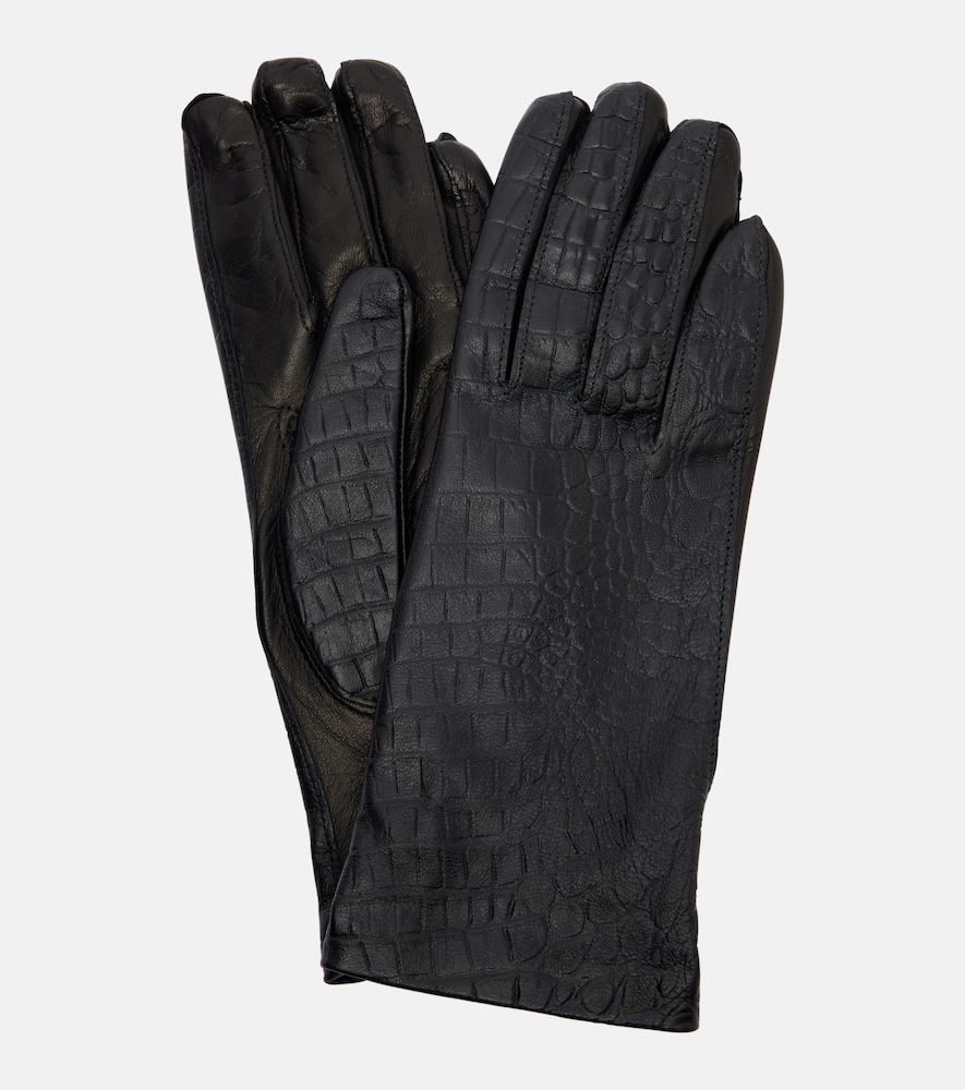 Toteme Croc-effect leather gloves