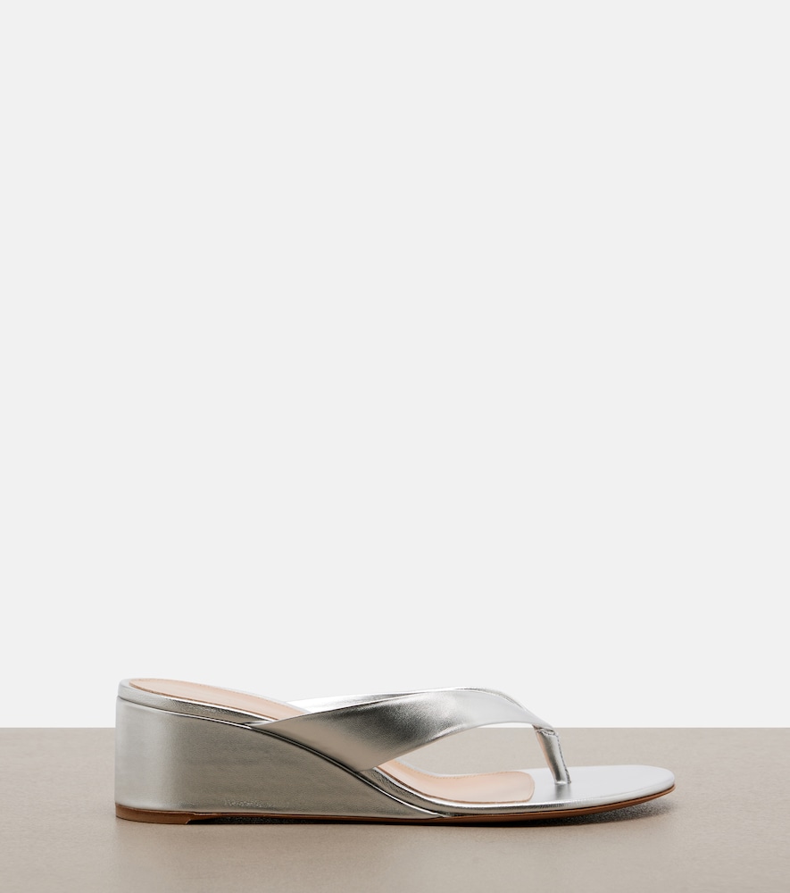 Metallic Leather Wedge