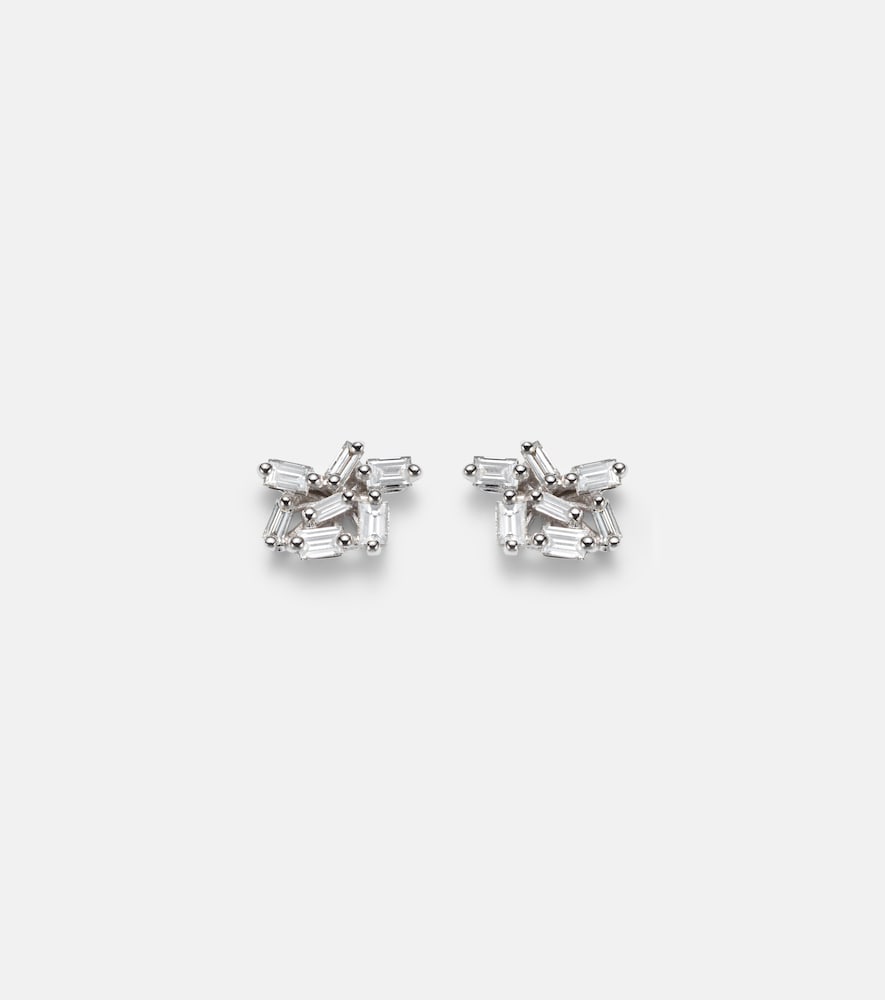 Suzanne Kalan Classic 18kt white gold stud earrings with diamonds