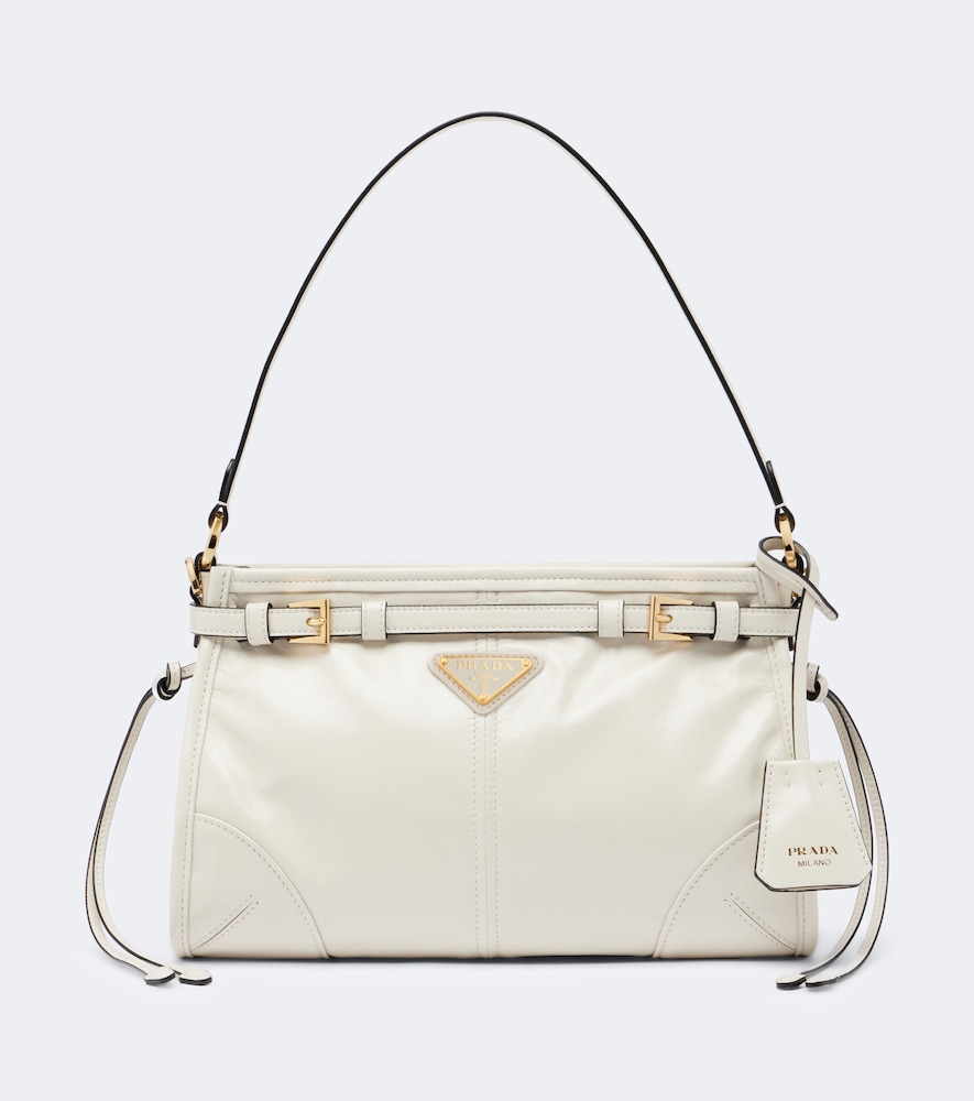 Prada Bonnie Small Leather Top-handle Bag In White