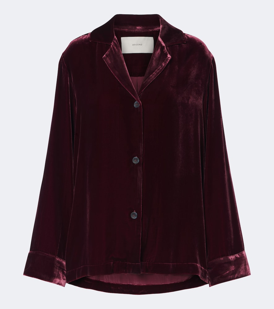 Asceno Calabasas Velvet Shirt In Burgundy