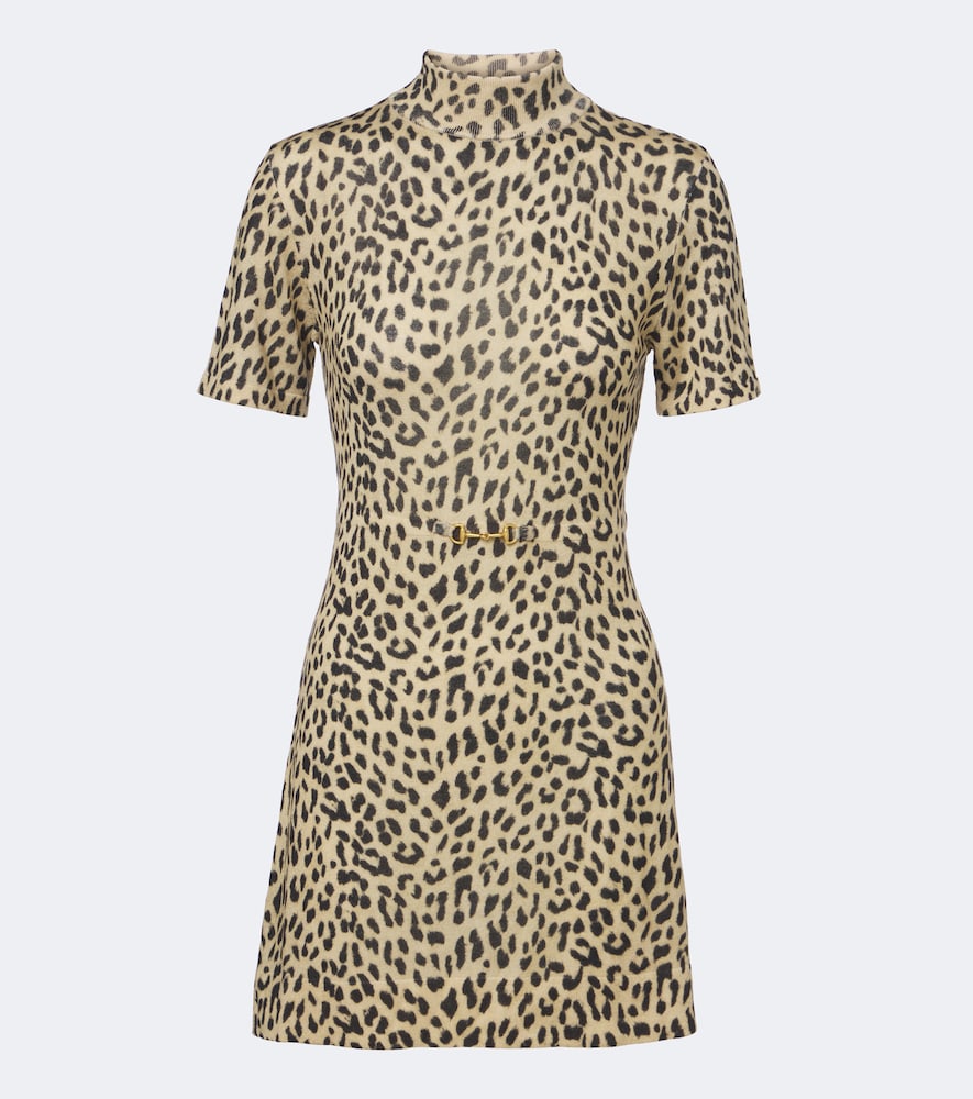 Abito Kylie in lana con stampa leopardata