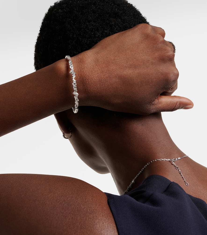 Suzanne Kalan Fireworks 18kt white gold cuff bracelet with white diamonds