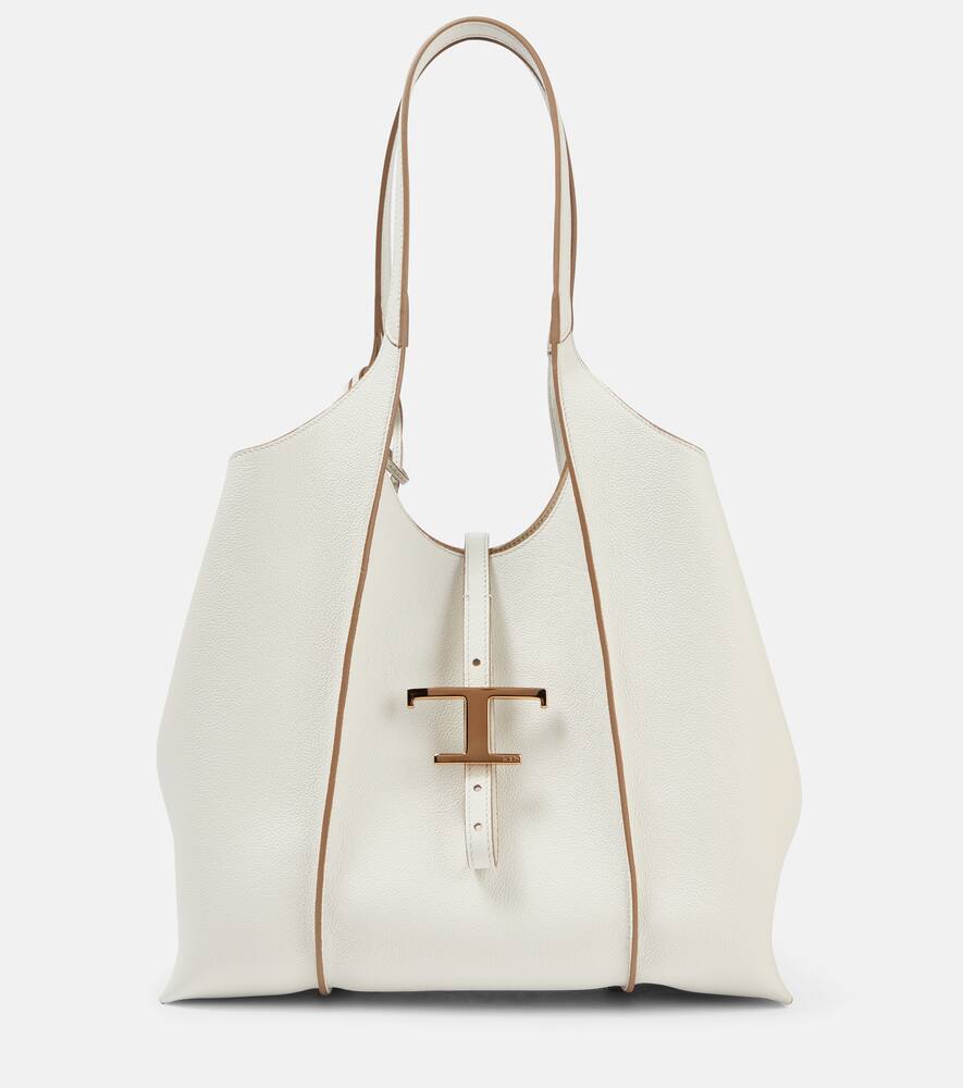 Tod's Timeless Small Leather Tote In Bianco Calce