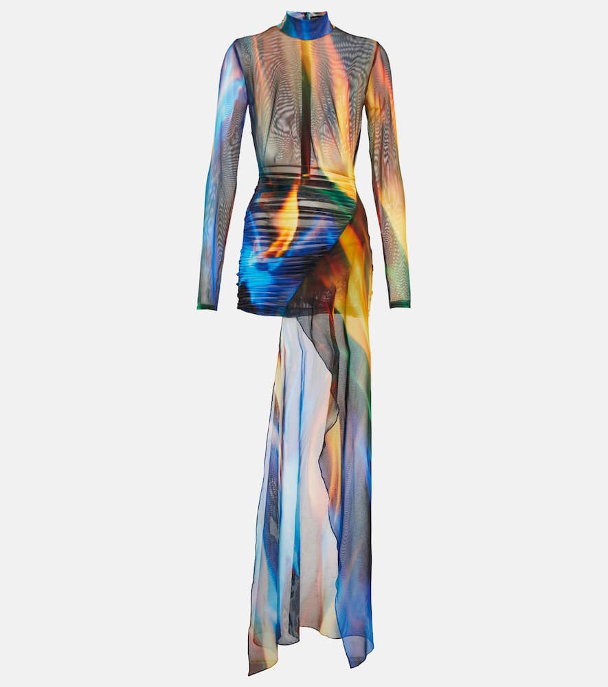David Koma Draped sheer printed minidress