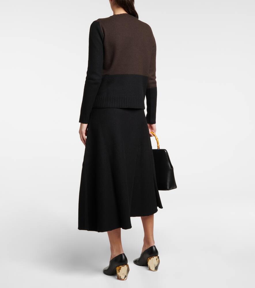 Jil Sander Geometric Pattern Crew-neck Wool Sweater In Open Brown