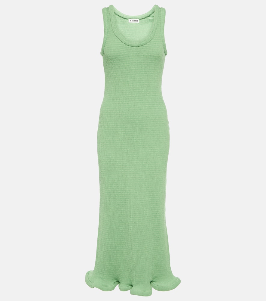 Jil Sander Jersey Midi Dress In Grasshopper