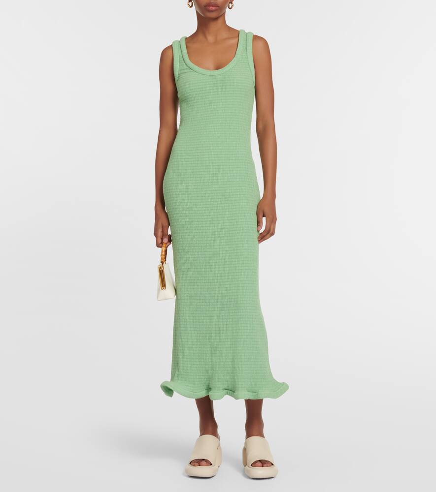 Jil Sander Jersey Midi Dress In Grasshopper