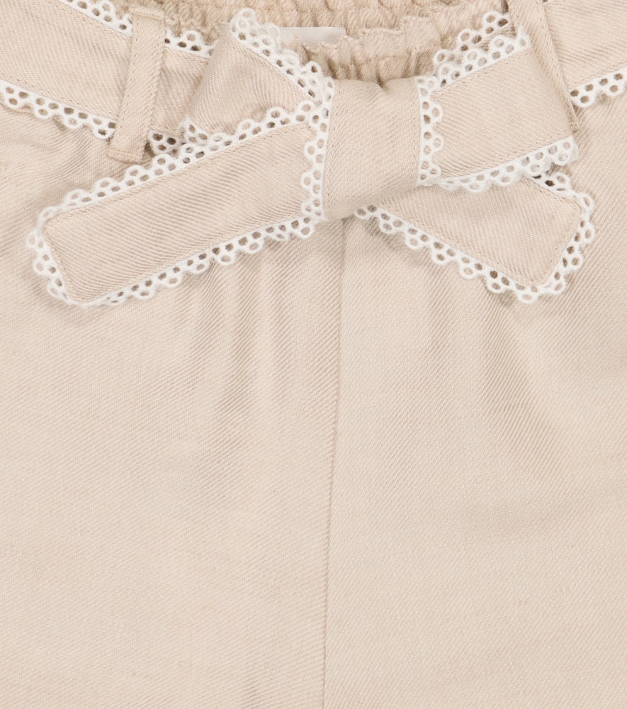 Chloé Teen Girls Beige Linen Shorts In Beige