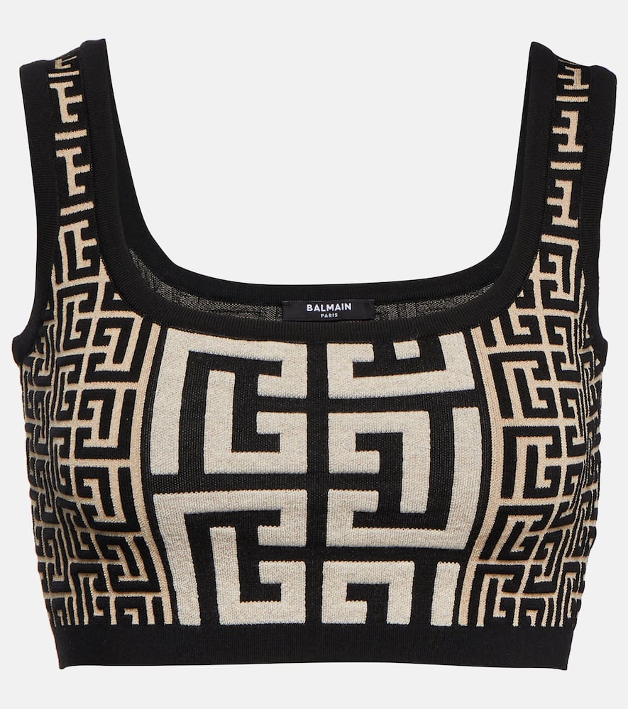 Balmain Monogram jacquard crop top