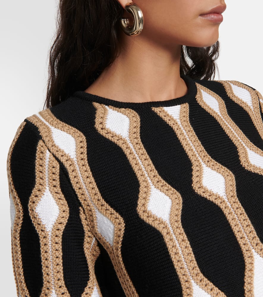 Chloé Trumpet-sleeve Sweater Brown Size Xs 85% Wool, 15% Silk In Brown