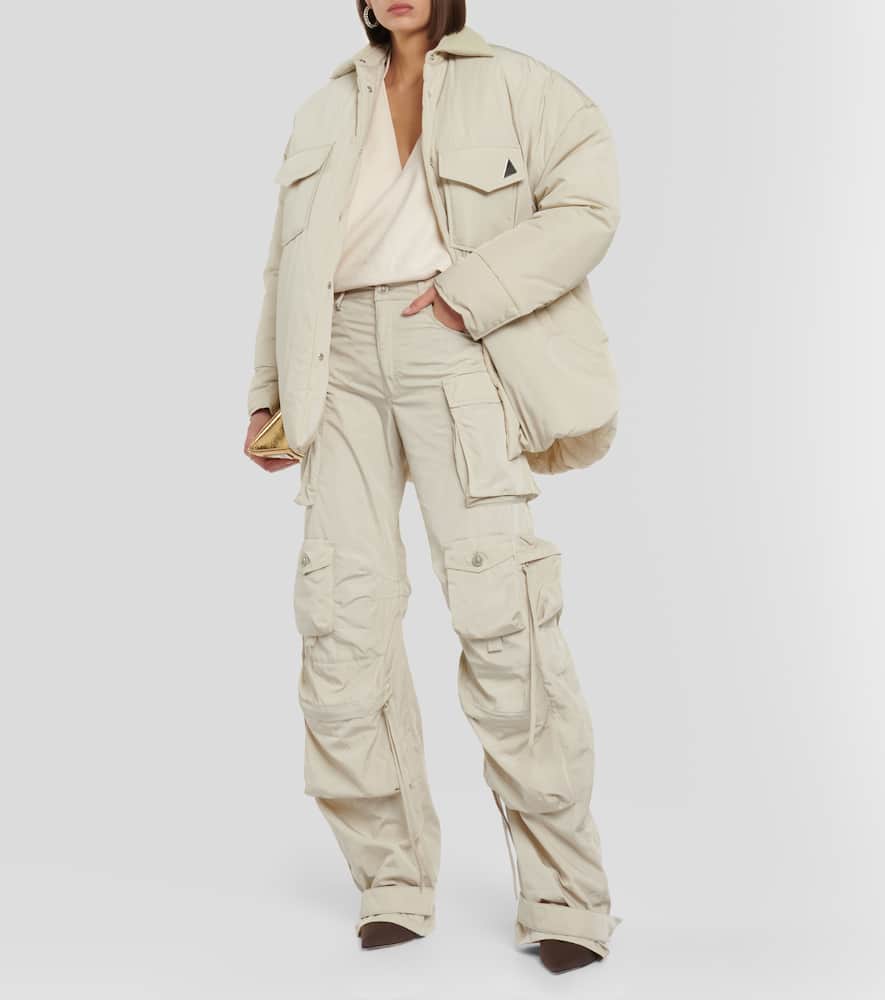 Shop Attico Fern Low-rise Cargo Pants In Neutrals