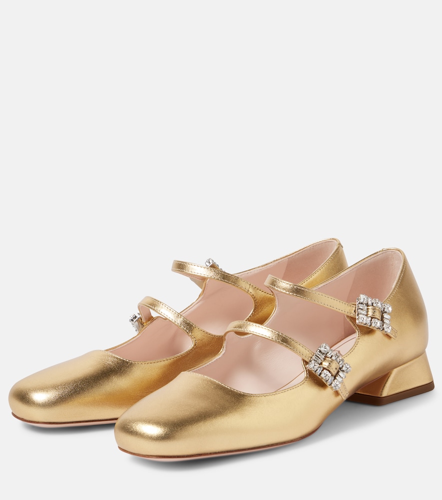  Roger Vivier Roger Vivier Mary-jane-pumps Très Vivier Aus Metallic-leder 