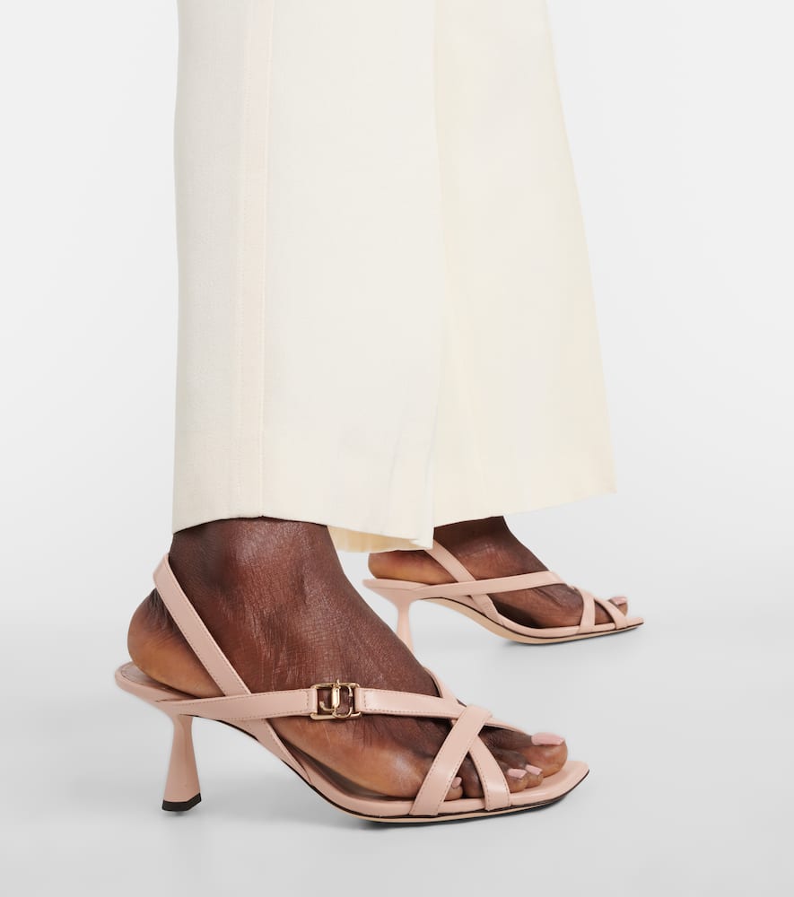 Jimmy Choo Jess Leather Crisscross Slingback Sandals In Brown