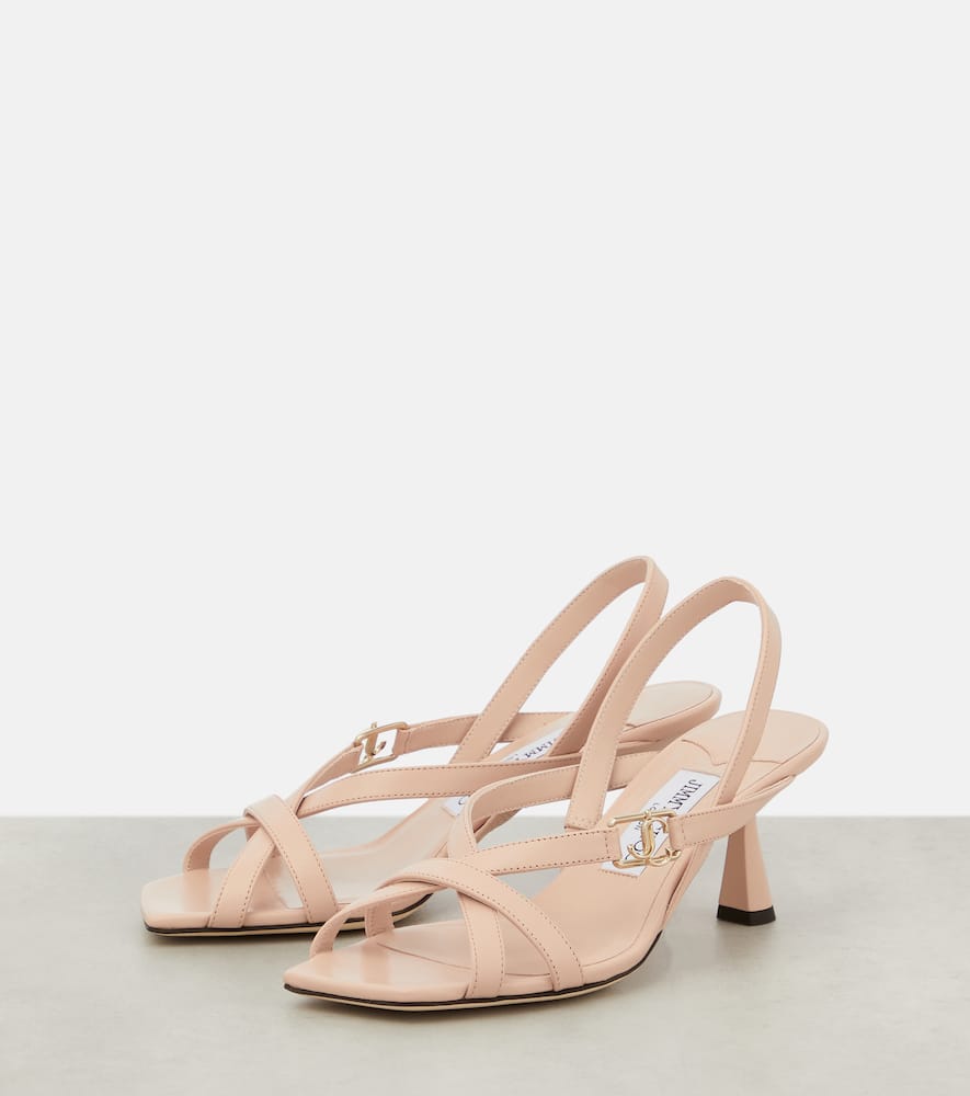 Jimmy Choo Jess Leather Crisscross Slingback Sandals In Brown
