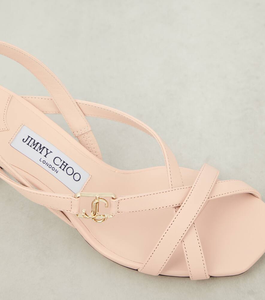 Jimmy Choo Jess Leather Crisscross Slingback Sandals In Brown