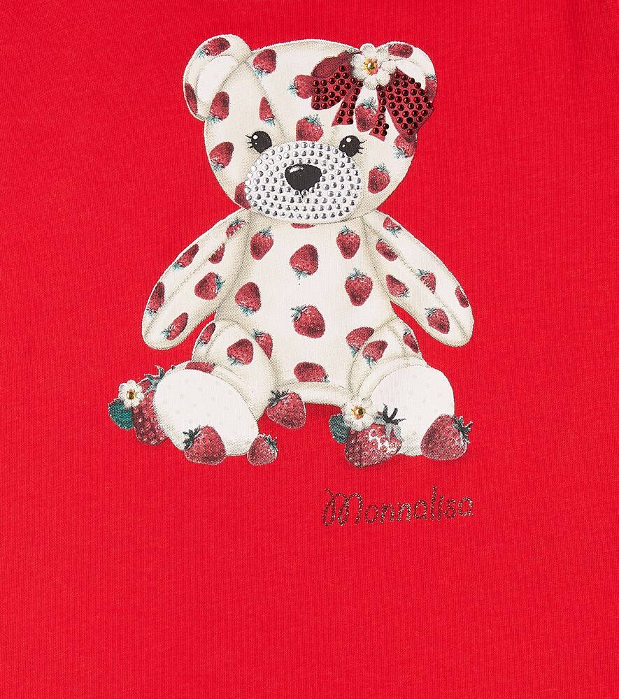 Monnalisa Embellished Cotton Jersey T-shirt In Red