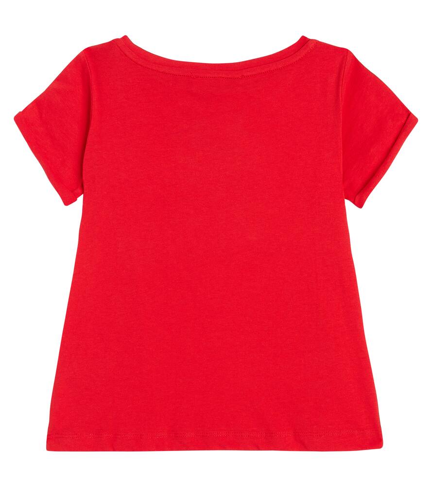 Monnalisa Embellished Cotton Jersey T-shirt In Red