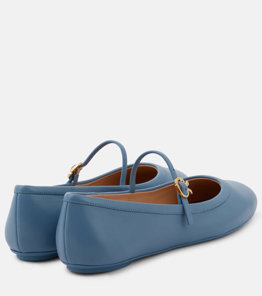 Gianvito Rossi Carla Leather Mary Jane Flats In Blue