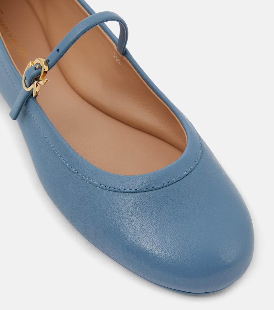 Gianvito Rossi Carla Leather Mary Jane Flats In Blue