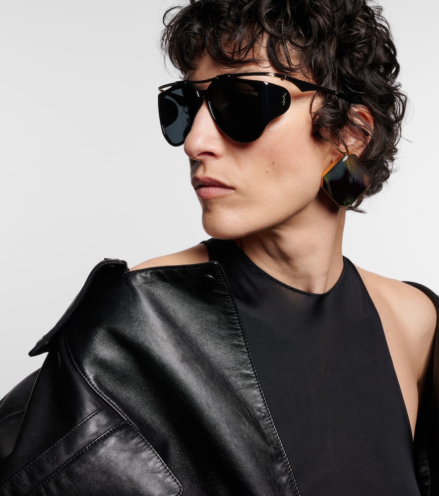 Saint Laurent Sl M137 Amelia Aviator Sunglasses In Black