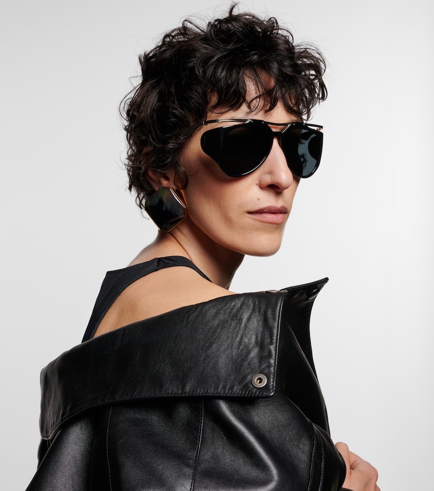 Saint Laurent Sl M137 Amelia Aviator Sunglasses In Black