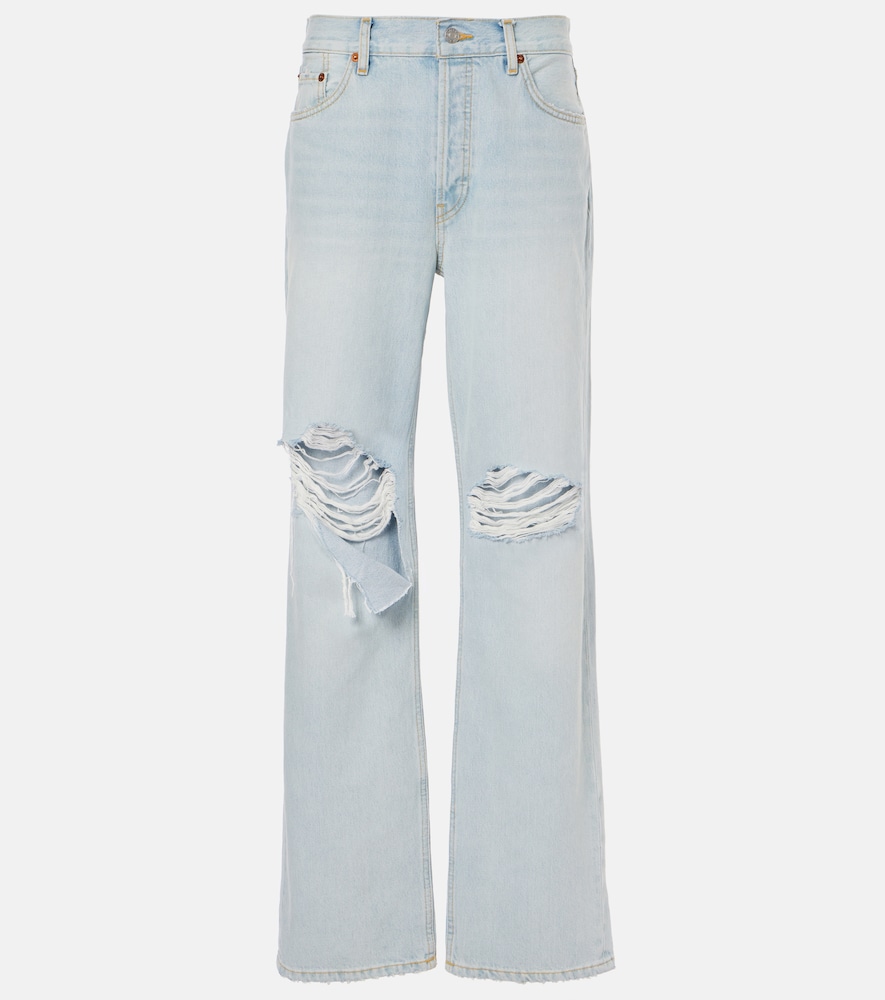 Re/Done Women's Blue Loose Long Distressed Straight Jeans Size 31 - Mytheresa