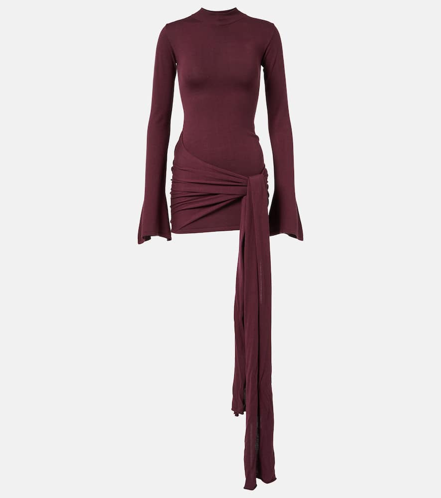 Aya Muse Draped Silk-blend Jersey Minidress In Burgundy