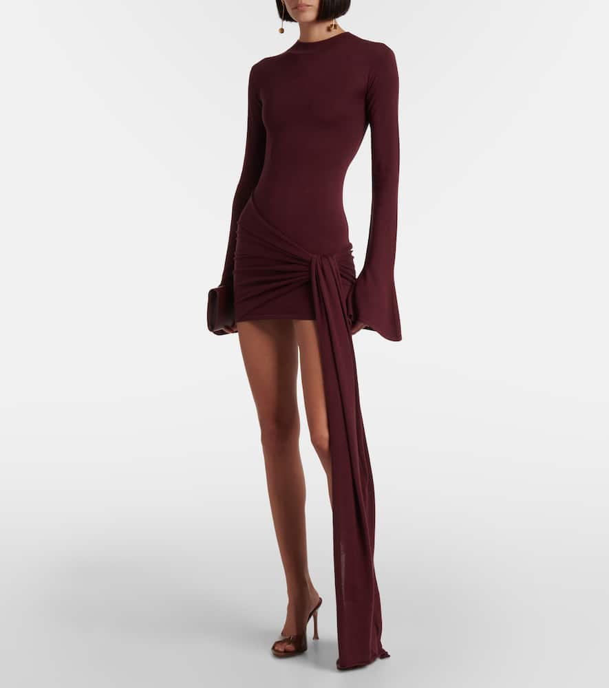 Aya Muse Draped Silk-blend Jersey Minidress In Burgundy