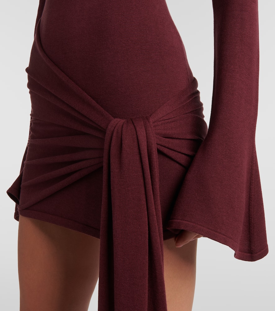 Aya Muse Draped Silk-blend Jersey Minidress In Burgundy