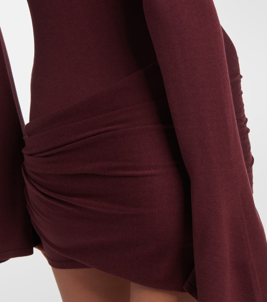 Aya Muse Draped Silk-blend Jersey Minidress In Burgundy