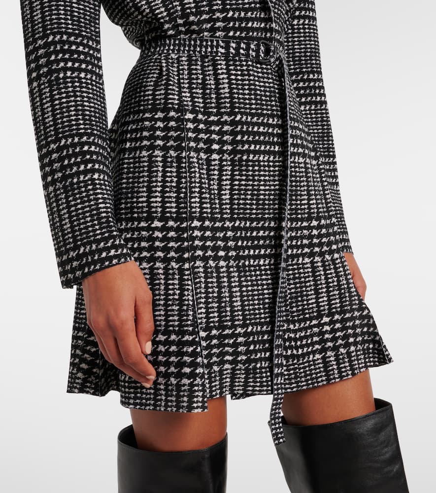 Norma Kamali Belted Plaid Minidress In Green